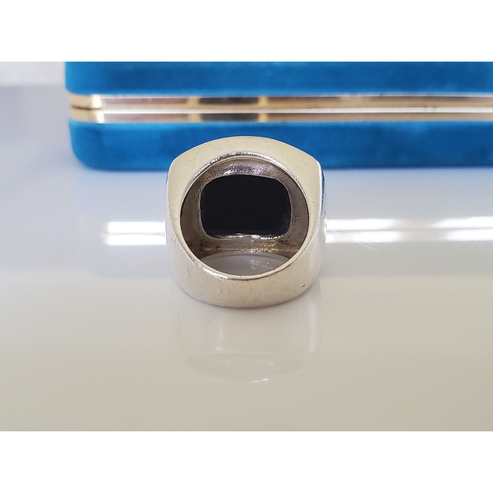 Other Vintage CFJ Designer Sterling Silver Onyx Ring Size ONE SIZE - 4 Thumbnail