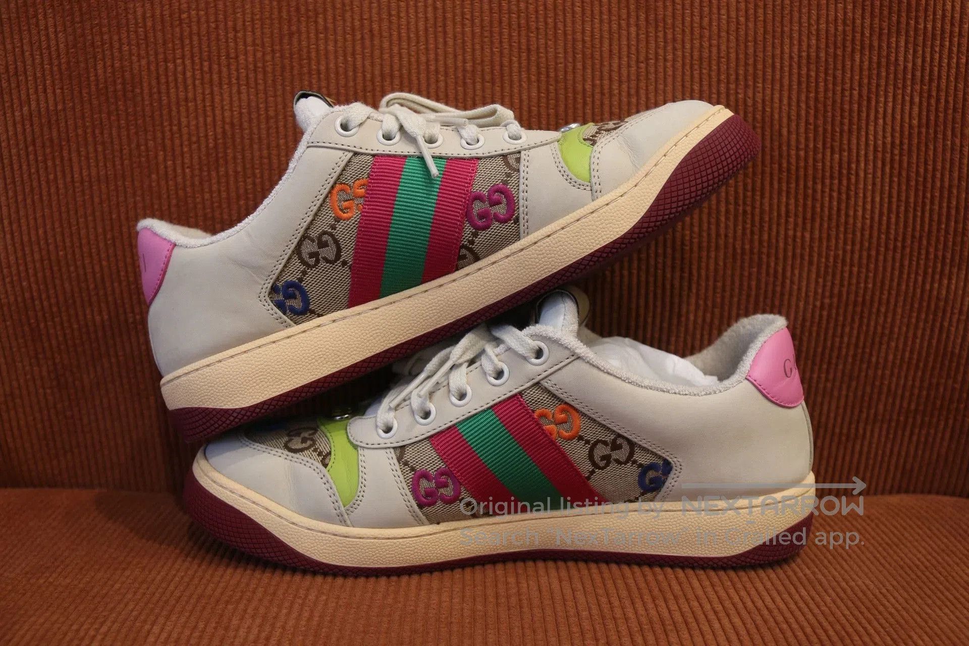 Gucci Gucci Screener Enamel Double G Low-Top Sneakers. Size US 7.5 / IT 37.5 - 2 Thumbnail