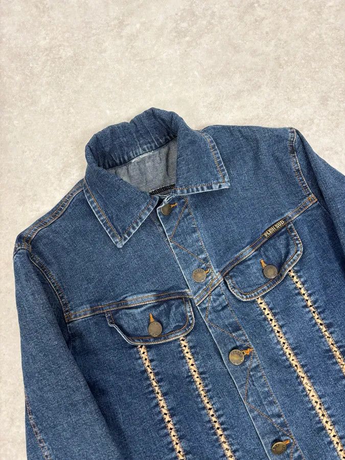 Vintage 2000s Plein Sud Metal Laced Raw Denim Jacket Size S / US 4 / IT 40 - 5 Thumbnail