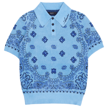 Paisley Print Collar Polo Shirt in blue