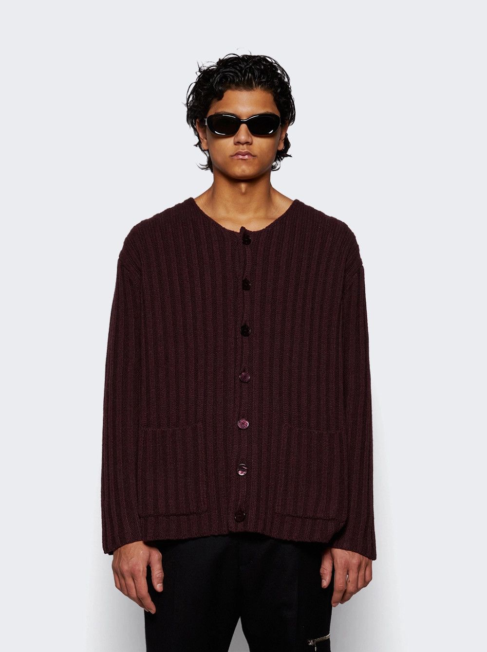 Givenchy o1mle0426 Scoop Neck Cardigan in Burgundy Size US XL / EU 56 / 4 - 3 Thumbnail