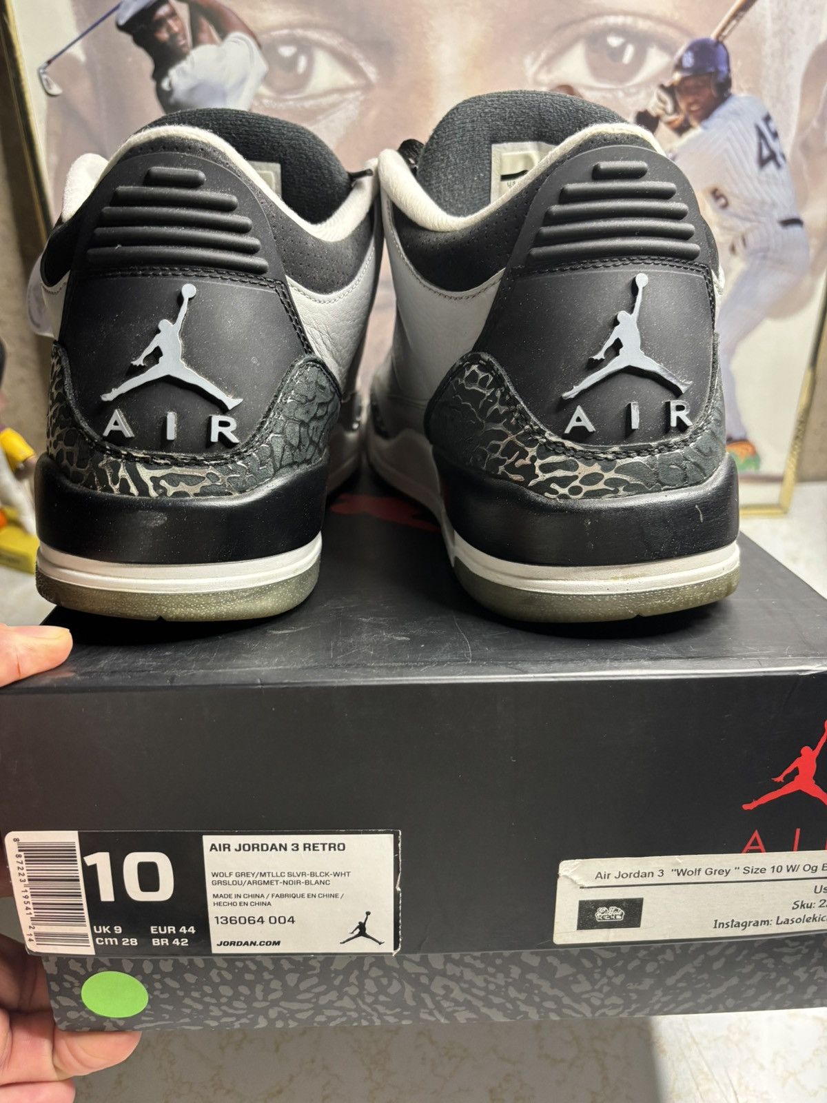 Jordan Brand Air Jordan 3 Retro Wolf Grey 2014 Size US 10 / EU 43 - 7 Thumbnail
