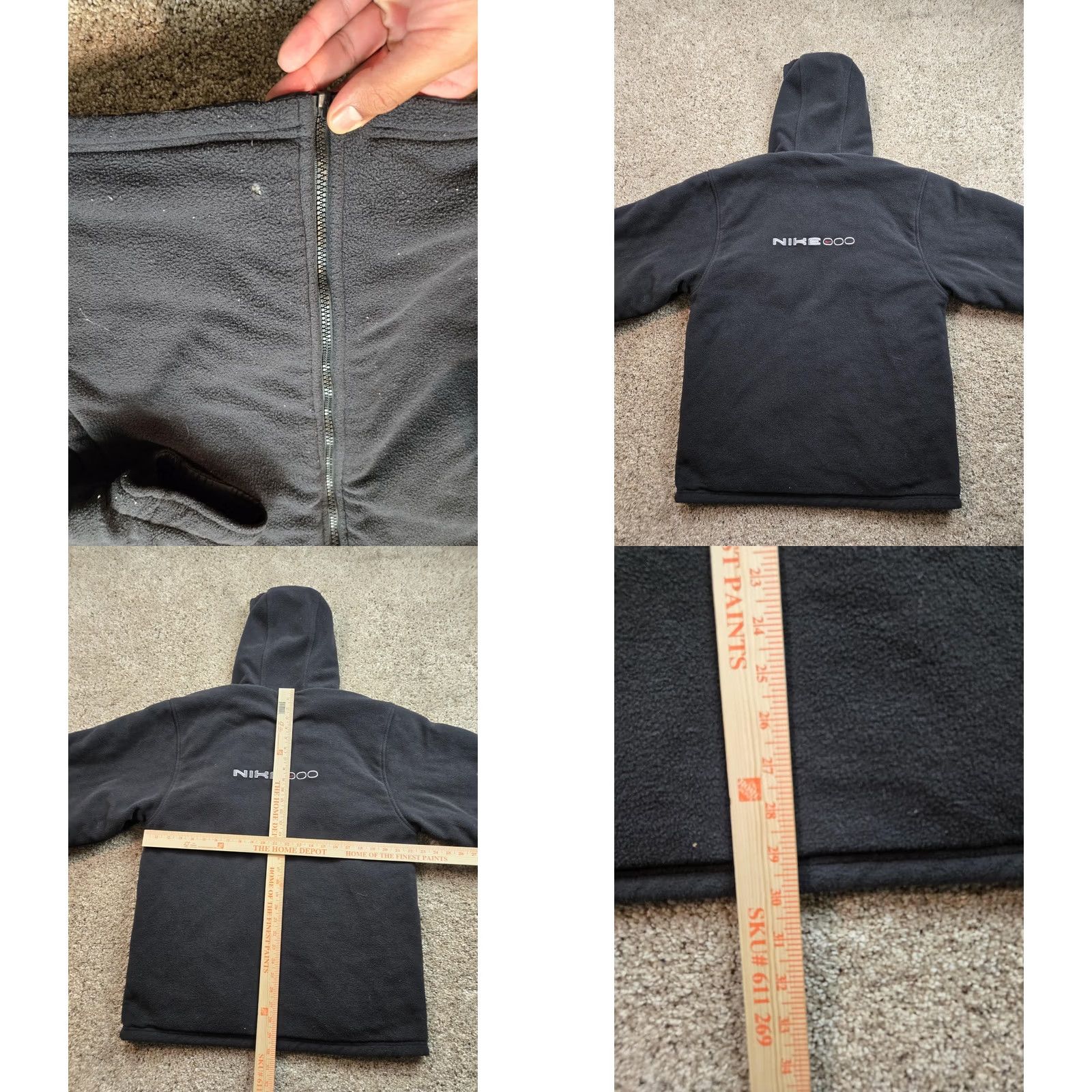 Nike VINTAGE Nike Jacket Mens M Black Grey Hooded Full Zip Fleece Reversible Y2K Size US M / EU 48-50 / 2 - 9 Thumbnail