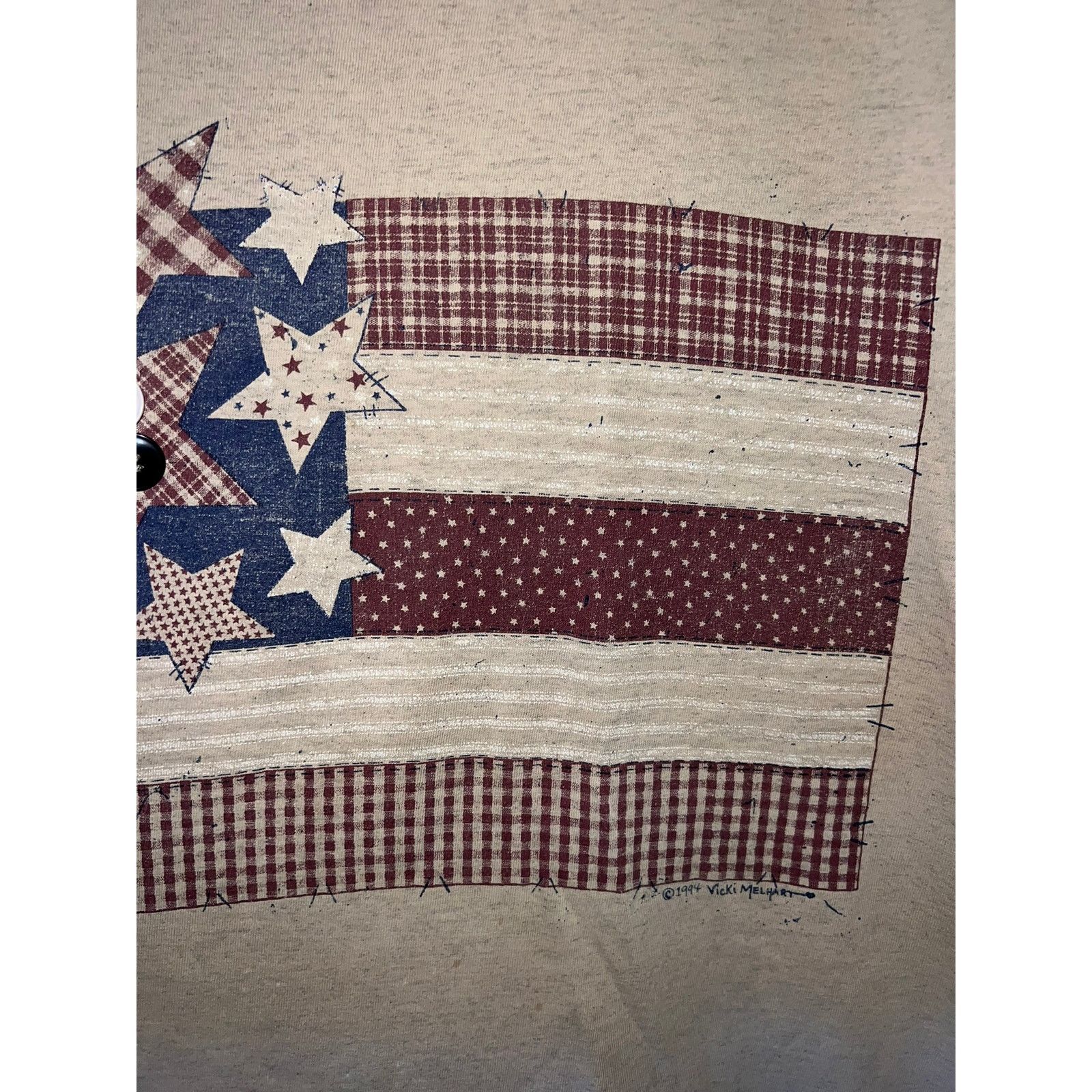 Vintage Vintage Vicki Melhart Shirt American Flag Brown Tee 90s XL Size US XL / EU 56 / 4 - 4 Thumbnail
