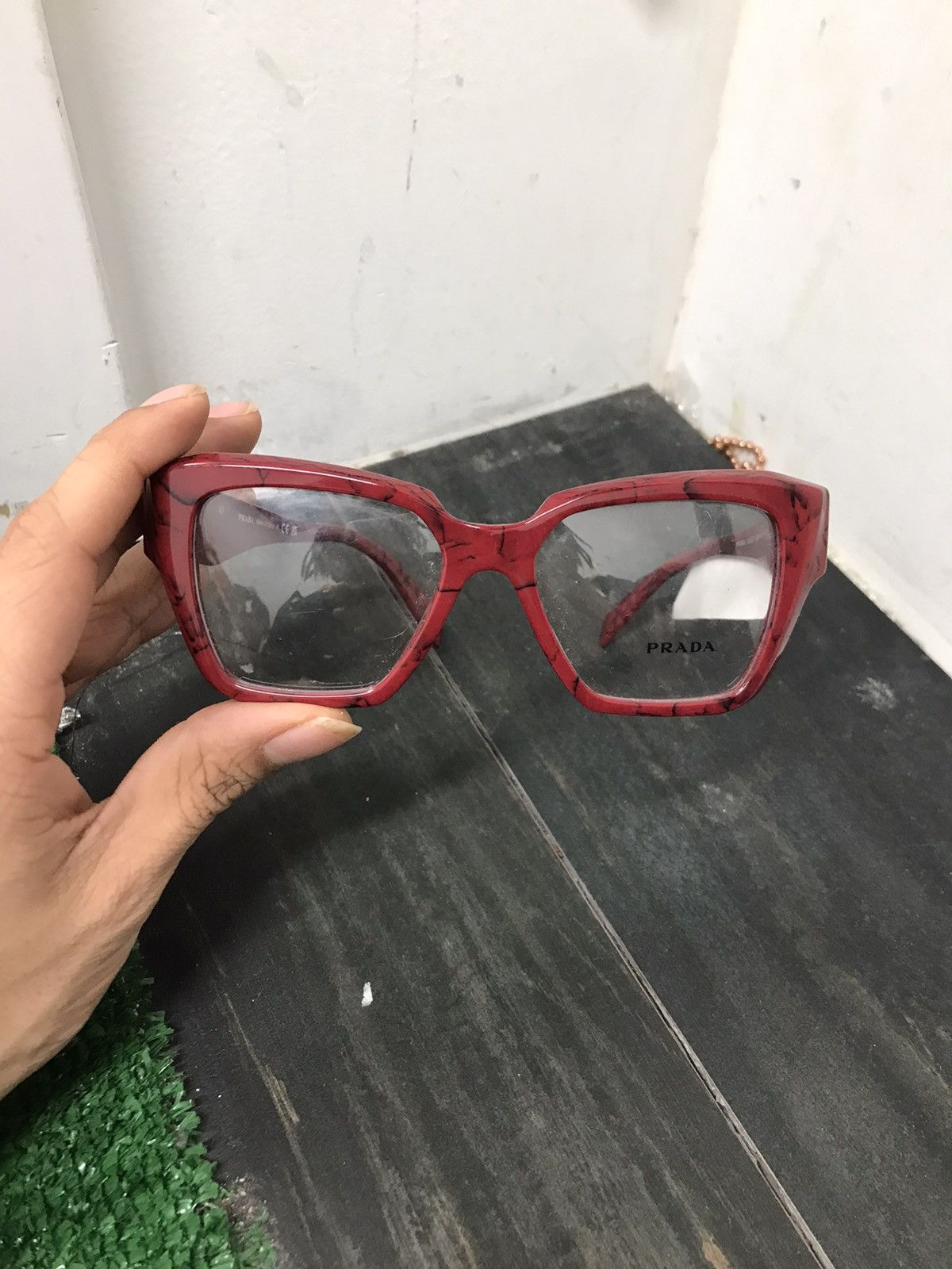 image of Prada Red Clear Glasses, Women's