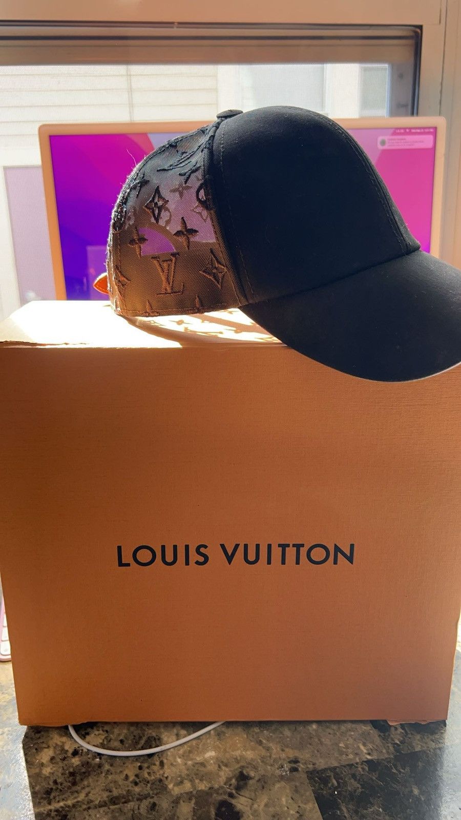image of Louis Vuitton Monogram Essential Cap in Black, Men's