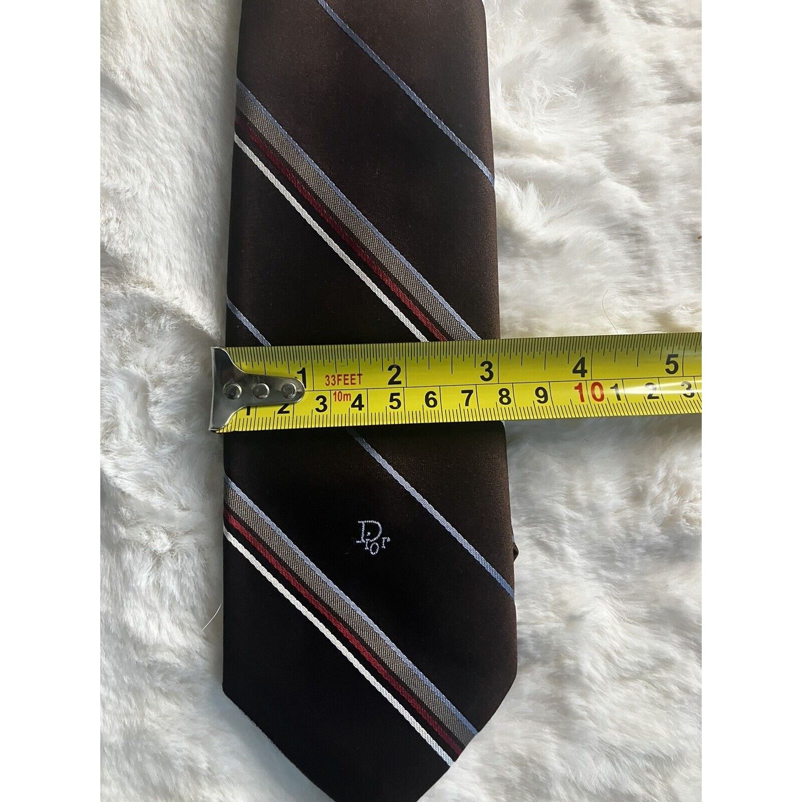 Dior Vintage Christian Dior Men's Striped Neck Tie Made In Italy Size ONE SIZE - 7 Thumbnail