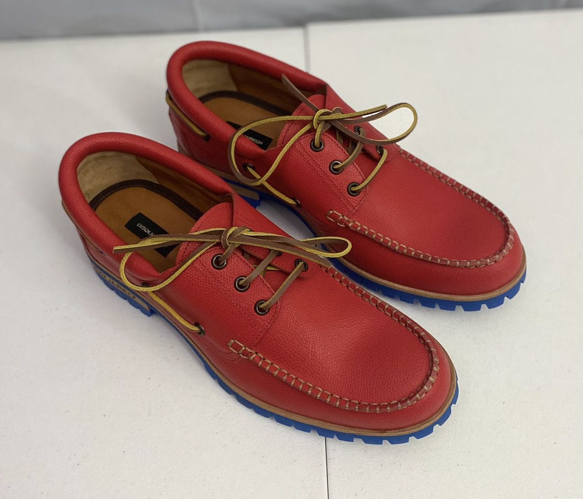 Dsquared2 Dsquared2 🇮🇹 Fire Leather Handmade Contrast Boat Shoes 7 NEW Size US 7 / EU 40 - 8 Thumbnail