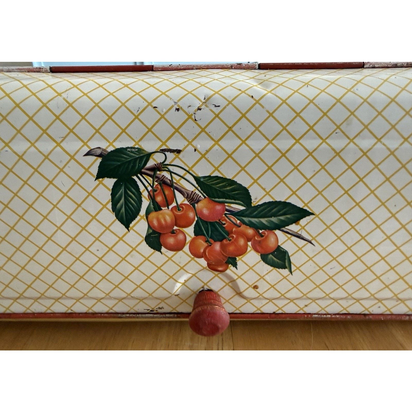 Other Vintage Decoware Metal Bread Box w/Yellow Lattice Pattern Size ONE SIZE - 2 Thumbnail