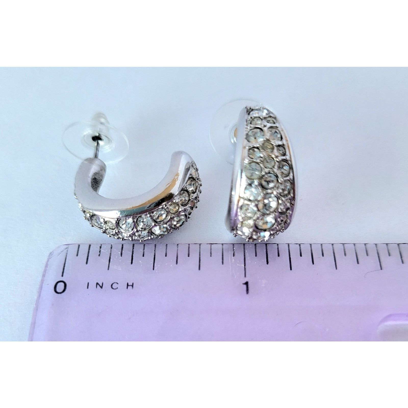 Swarovski Genuine Swarovski Crystal Half Hoop Earrings Pierced Silver Size ONE SIZE - 5 Thumbnail