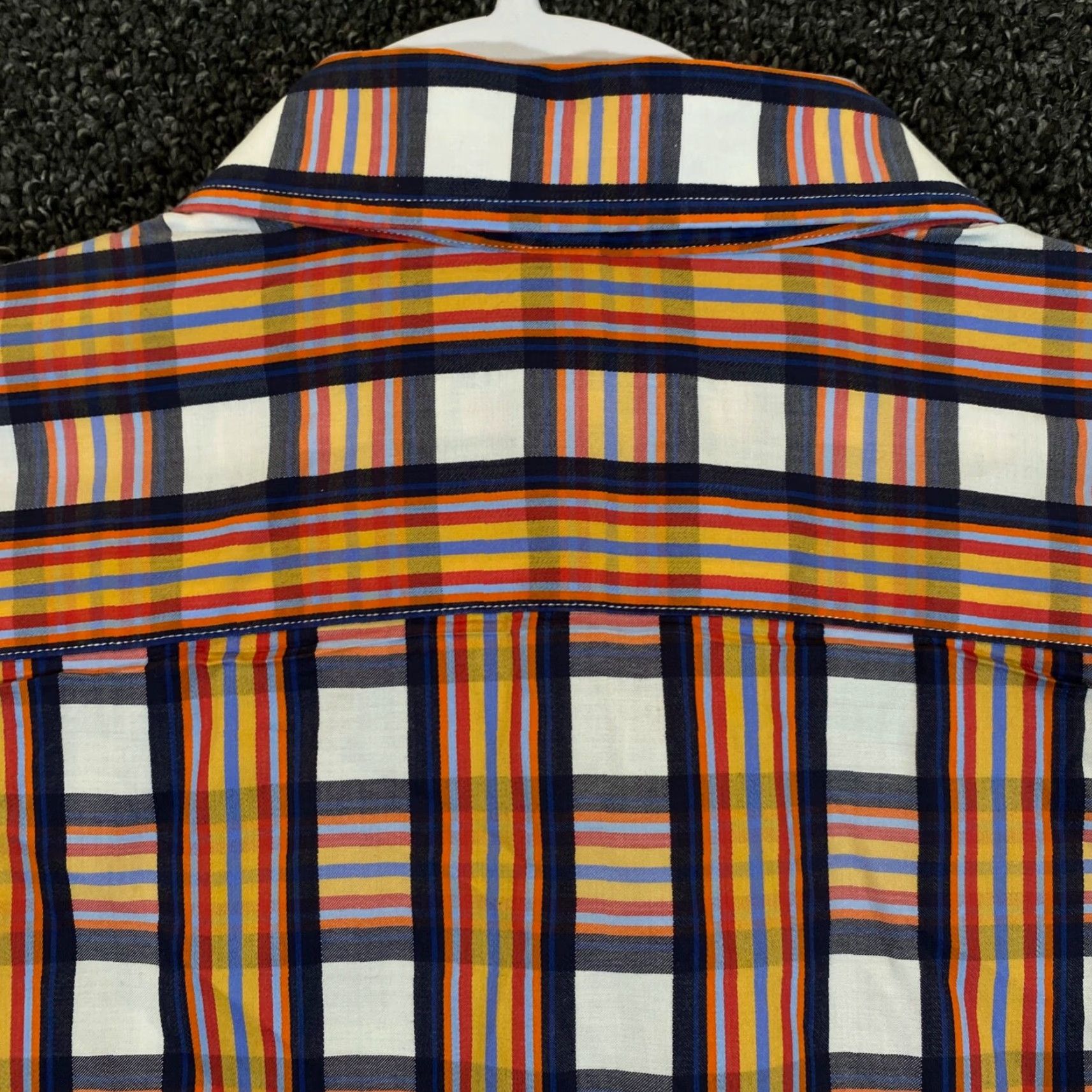 Luchiano Visconti VINTAGE Luciano Barbera Shirt Mens XL Orange Plaid Flannel Button-Down Collared Long Sleeve Casual All Seasons Size US XL / EU 56 / 4 - 8 Thumbnail