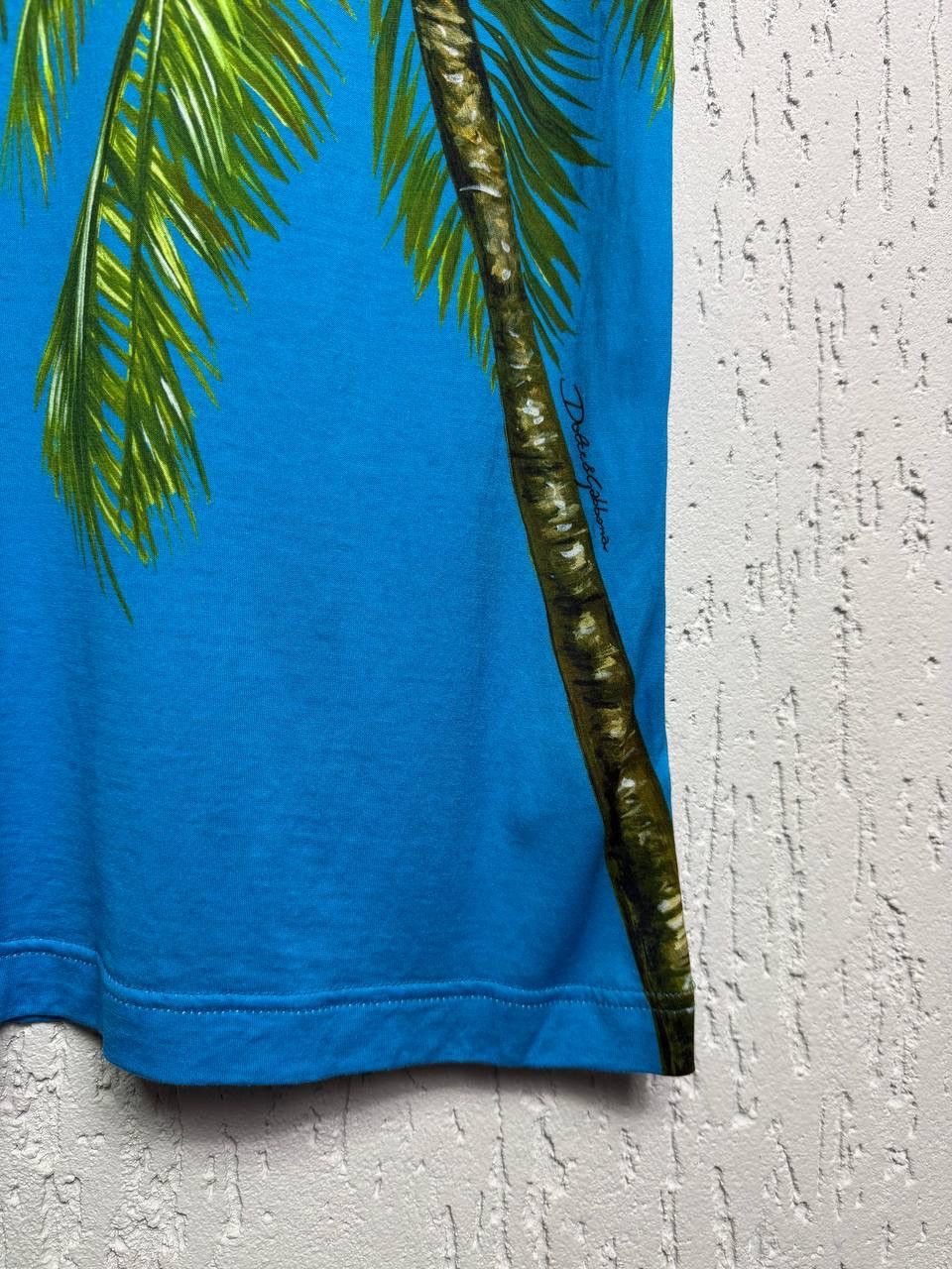 Dolce & Gabbana Dolce and Gabanna Blue t-shirt with green palm tree Size US M / EU 48-50 / 2 - 4 Thumbnail