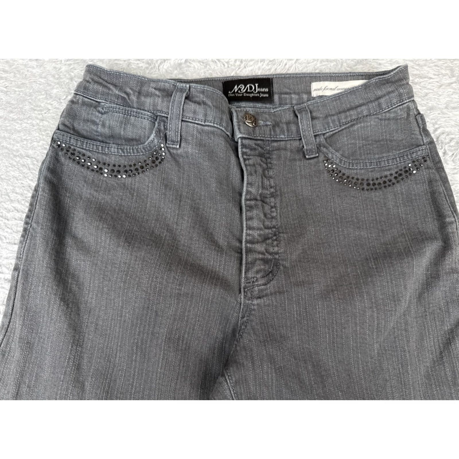 NYDJ VINTAGE NYDJ Jeans Womens 4 Gray Denim Flared Leg Cotton Blend 26x32 Medium Inseam 32 Size 27" / US 4 / IT 40 - 4 Thumbnail