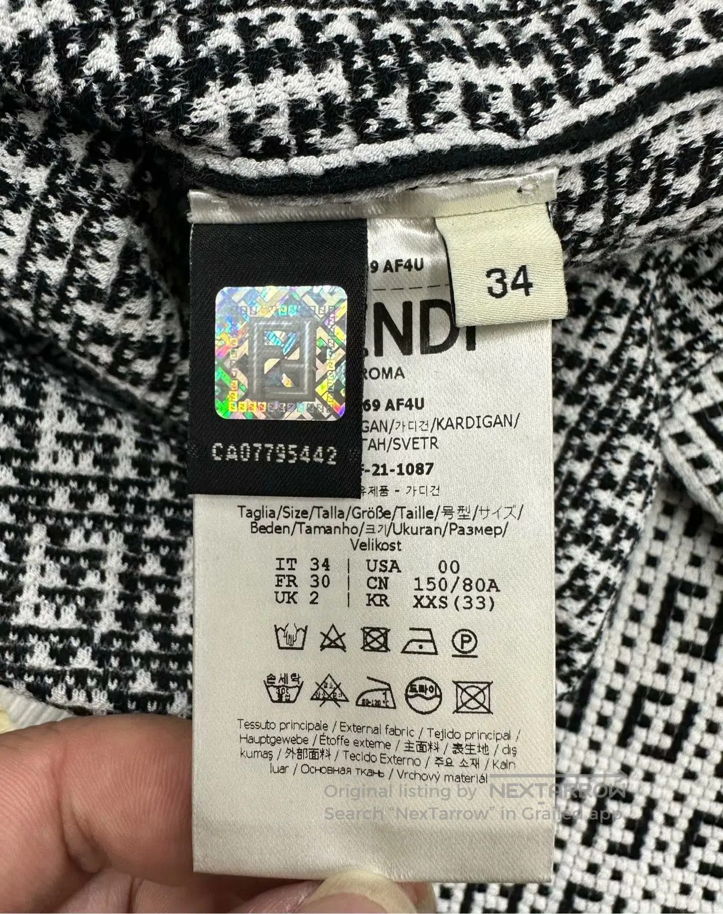 Fendi FENDI Black and White Monogrammed Logo Knit Cardigan| Size XXS / US 00 / IT 34 - 5 Thumbnail