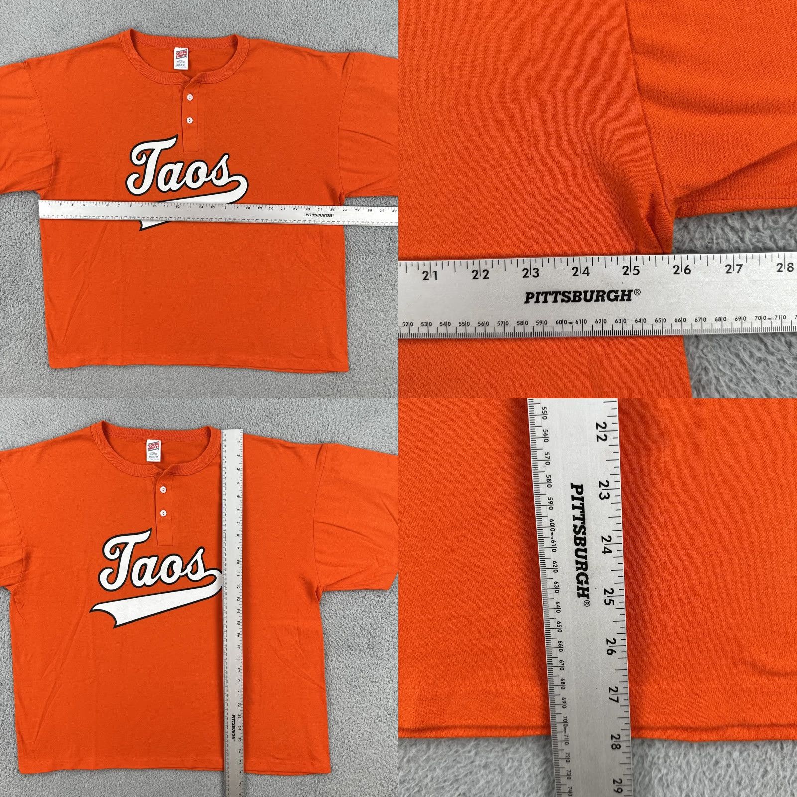 Soffe VINTAGE Soffe Shirts 2XL Orange Henley Short Sleeve USA 90s Sports Shirt Mens Size US XXL / EU 58 / 5 - 8 Thumbnail