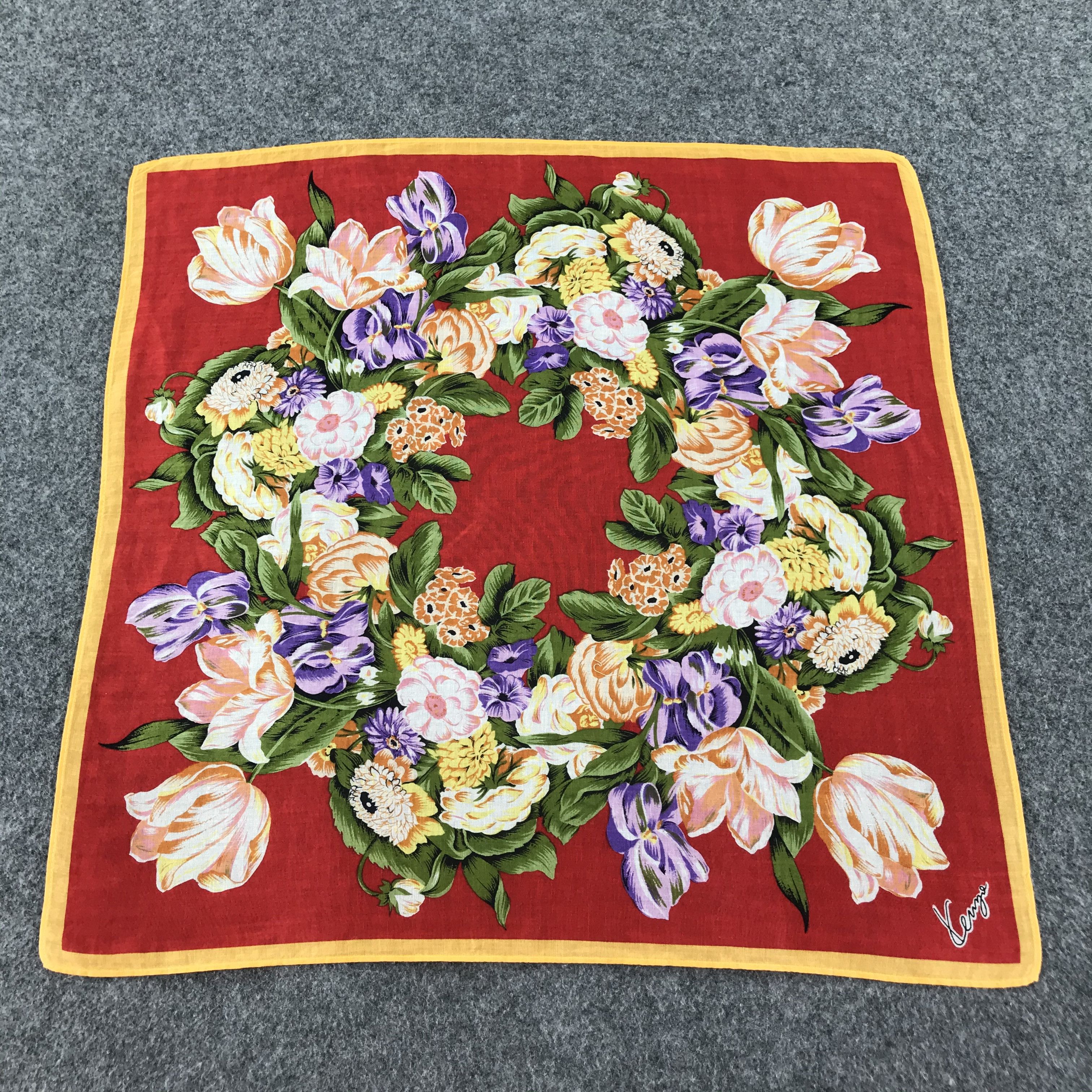 Kenzo Kenzo Floral Handkerchief Neckerchief Bandana H135 Size ONE SIZE - 1 Thumbnail