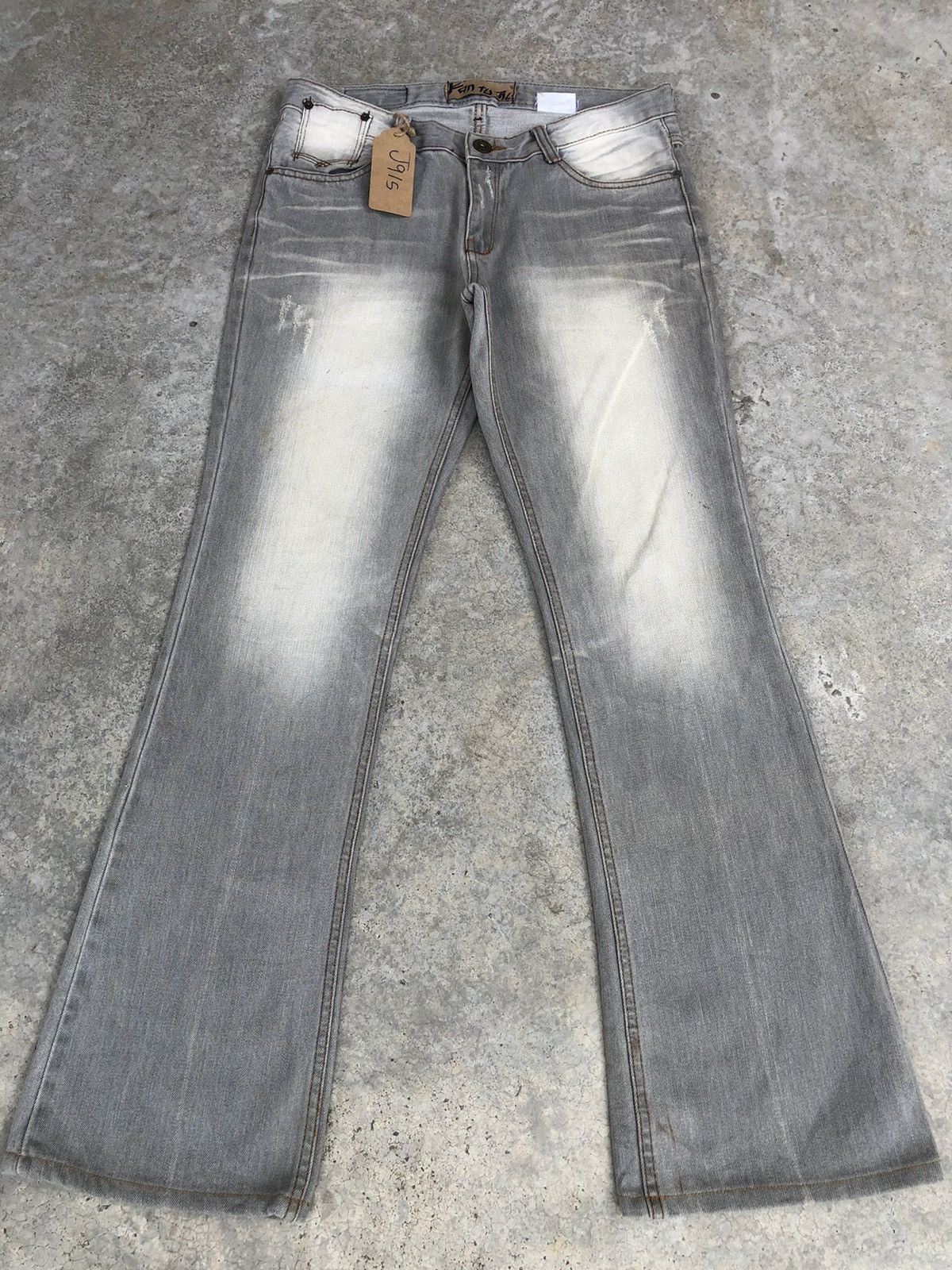 image of If Six Was Nine Japanese Kan Tu Flared Jeans Distressed Jeans in Grey, Men's (Size 32)