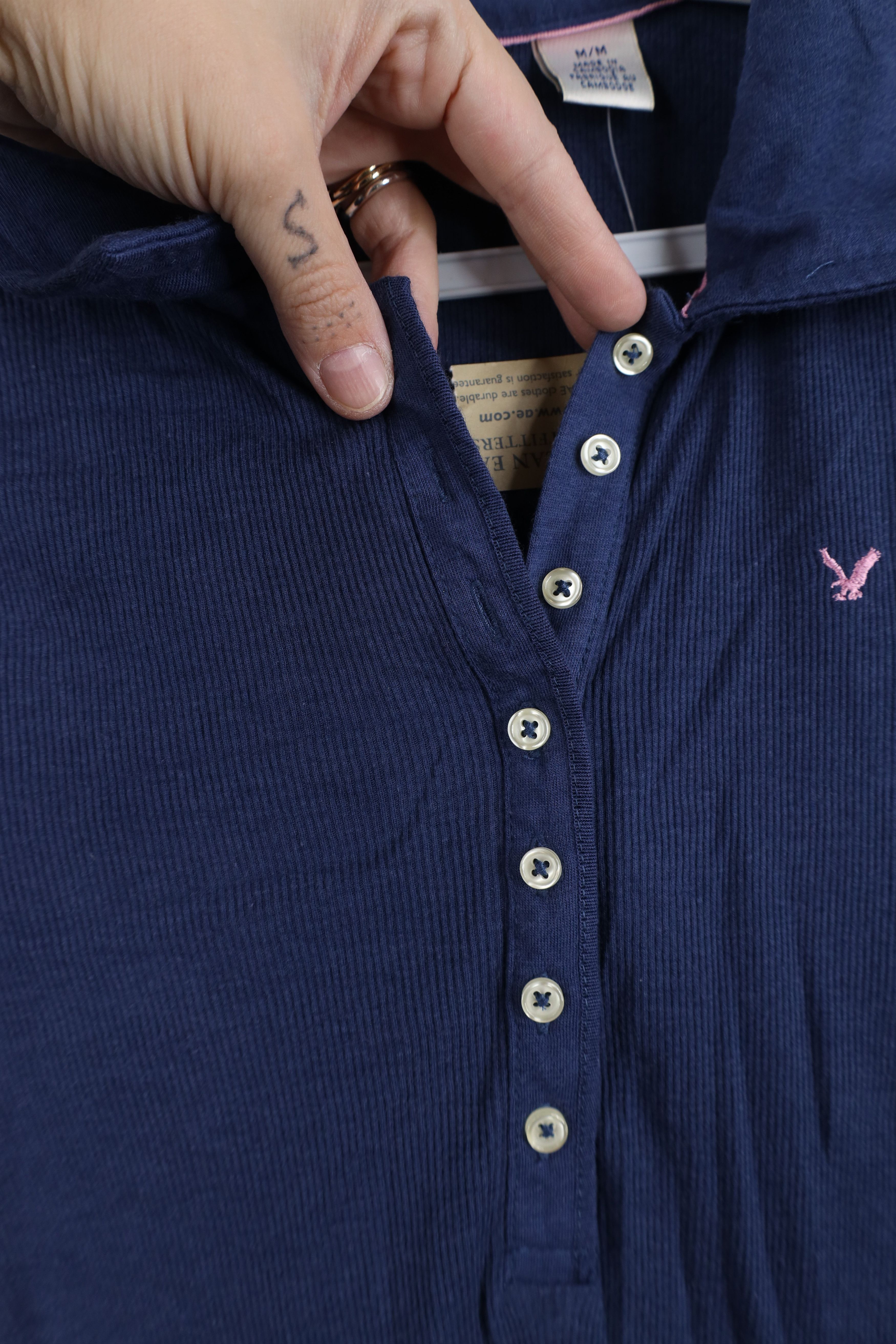 American Eagle Outfitters Deadstock Vintage Y2K American Eagle Outfitters Knit Polo Size M / US 6-8 / IT 42-44 - 9 Thumbnail