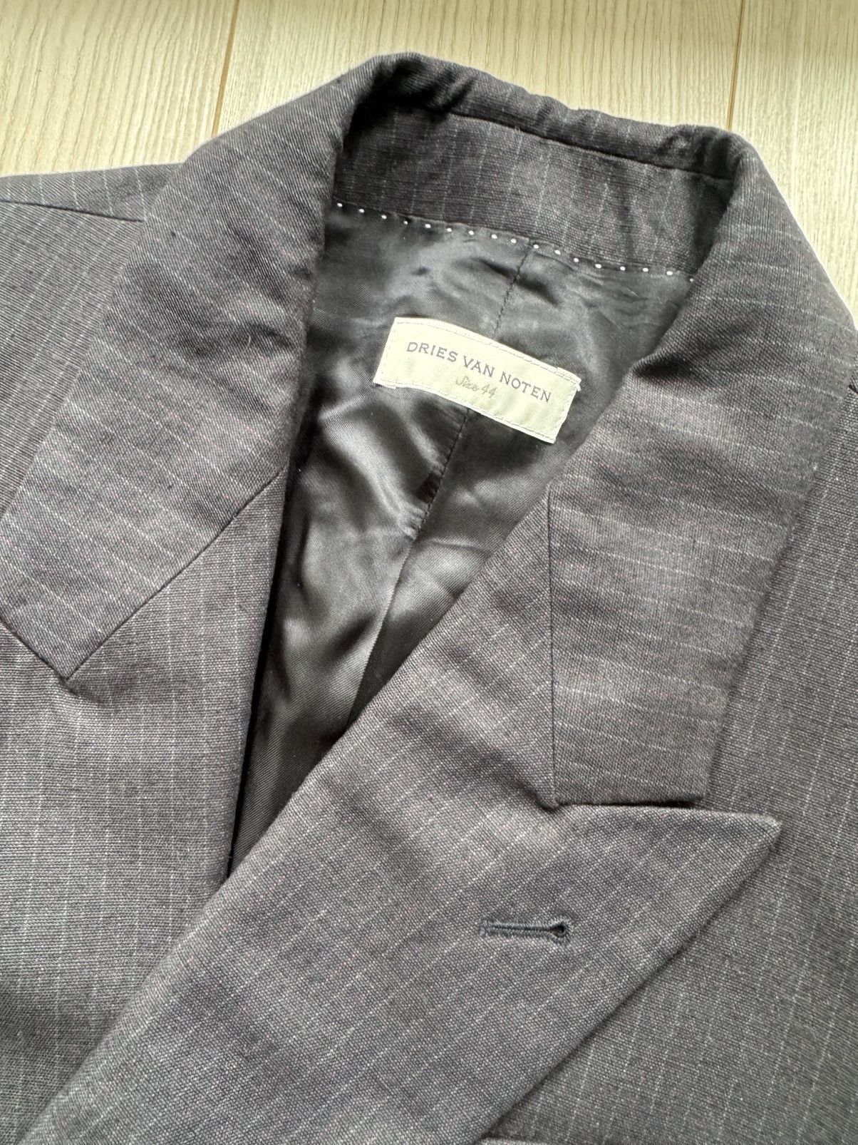 Dries Van Noten DRIES VAN NOTEN Navy Banks Double Breasted Pinstriped Jacket Size 34R - 7 Thumbnail