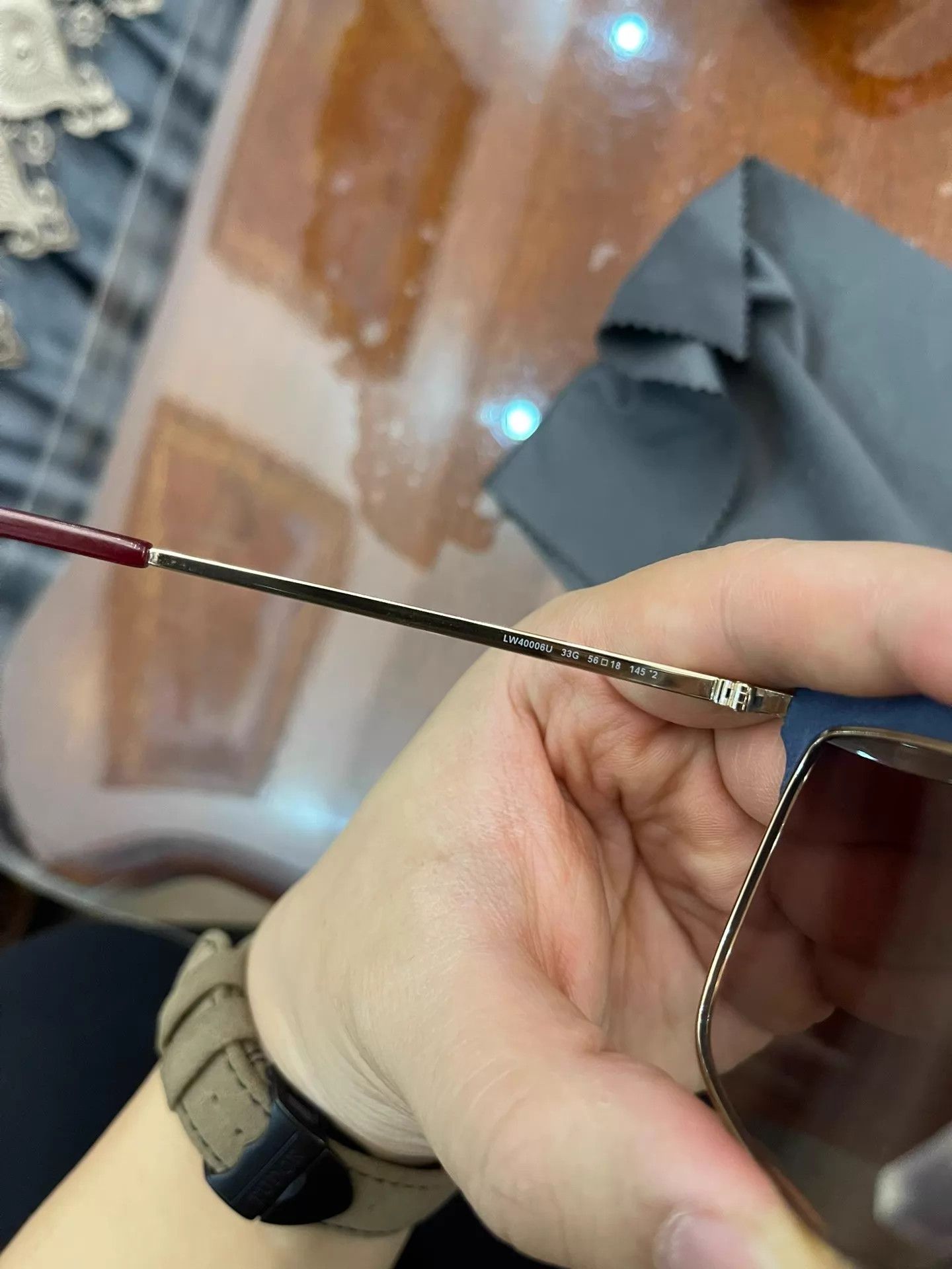 Loewe LOEWE Burgundy Lens Blue Leather Frame Sunglasses Size ONE SIZE - 7 Thumbnail