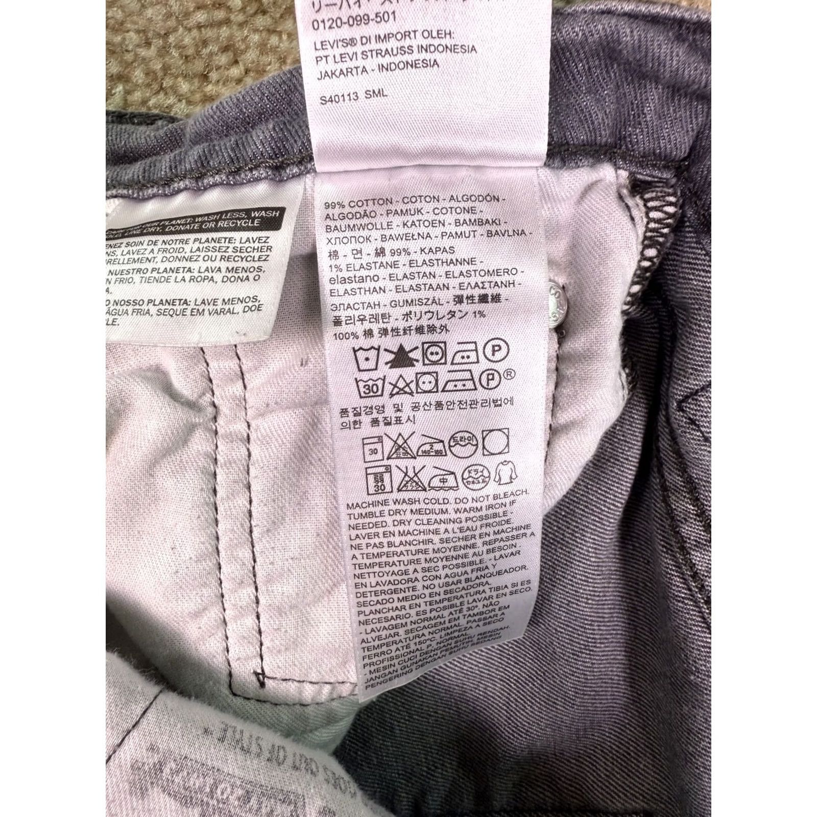 Levi's Levis 511 Jeans Mens 28x30 Fits 28x28 Gray Denim Straight Leg Workwear E196 Size US 28 / EU 44 - 6 Thumbnail