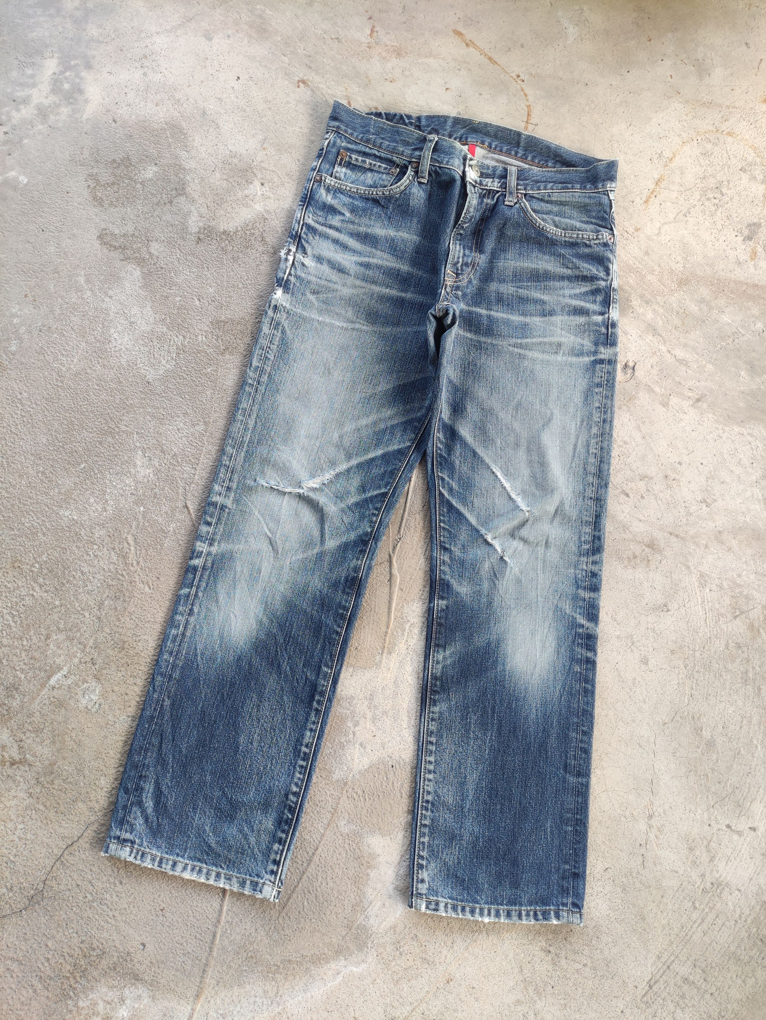 Japanese Brand Vintage japanese Jean Distressed Faded Denim Pants Size US 33 - 2 Thumbnail