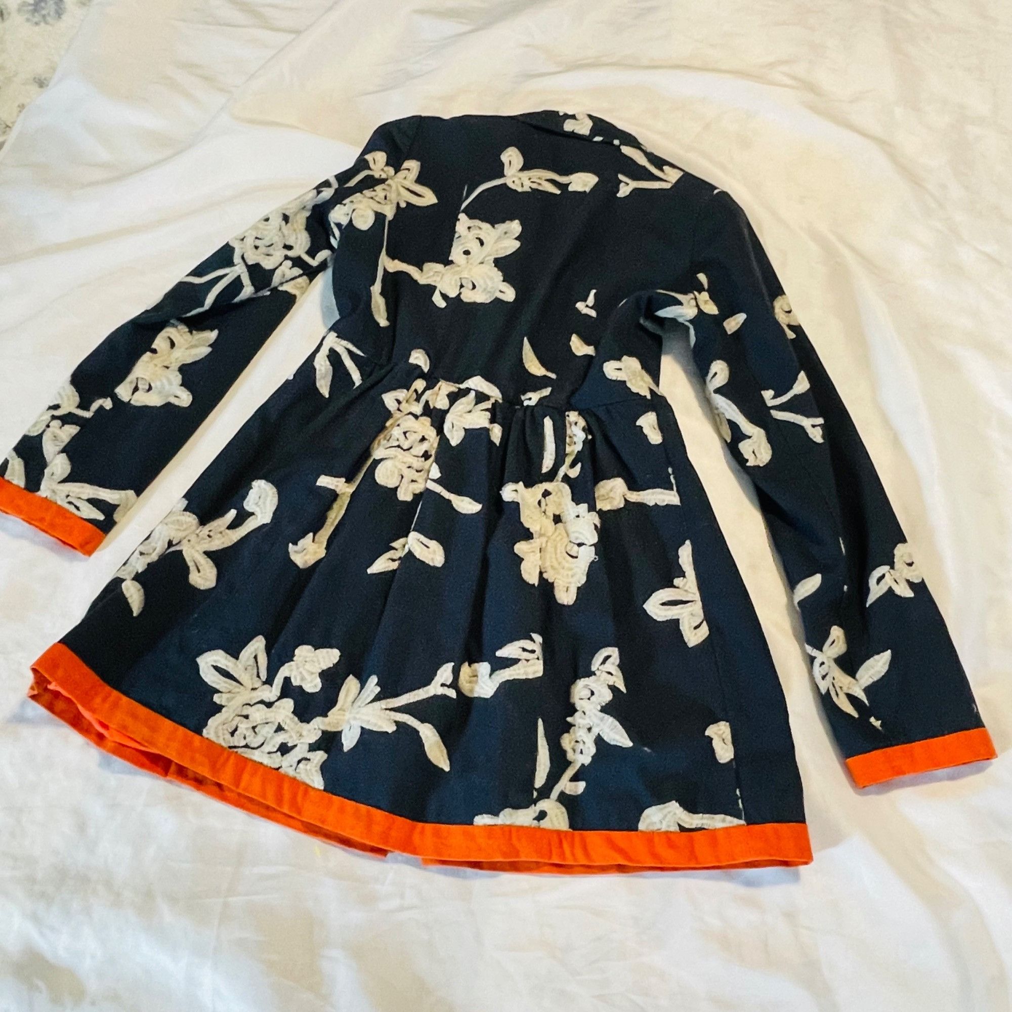Other Freeway Floral Embroidered Baby Doll Jacket, Navy With Orang Size S / US 4 / IT 40 - 10 Thumbnail
