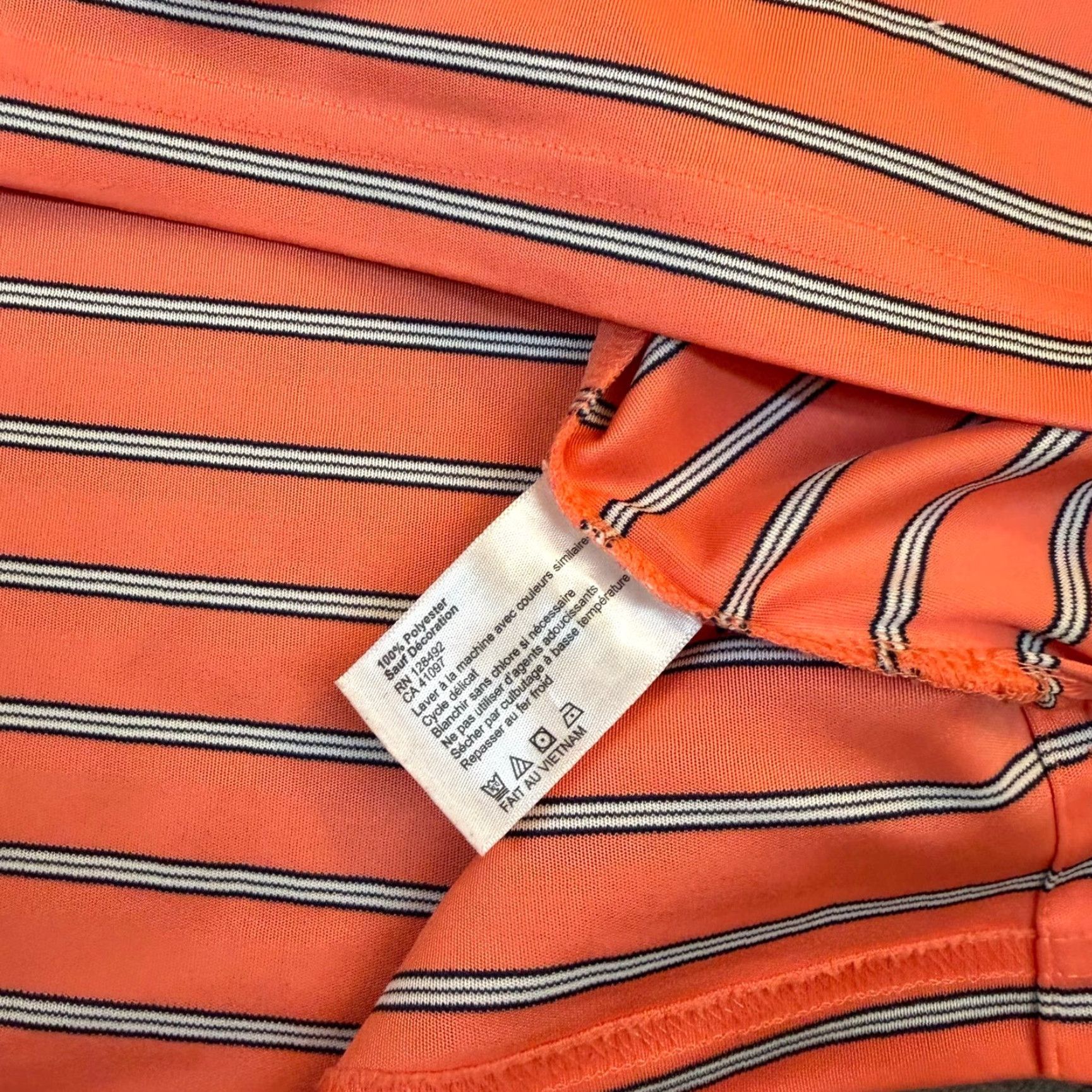 Vintage Greg Norman ML75 Microlux Polo Shirt Mens Large Orange Striped Golf Performance Size US L / EU 52-54 / 3 - 7 Thumbnail