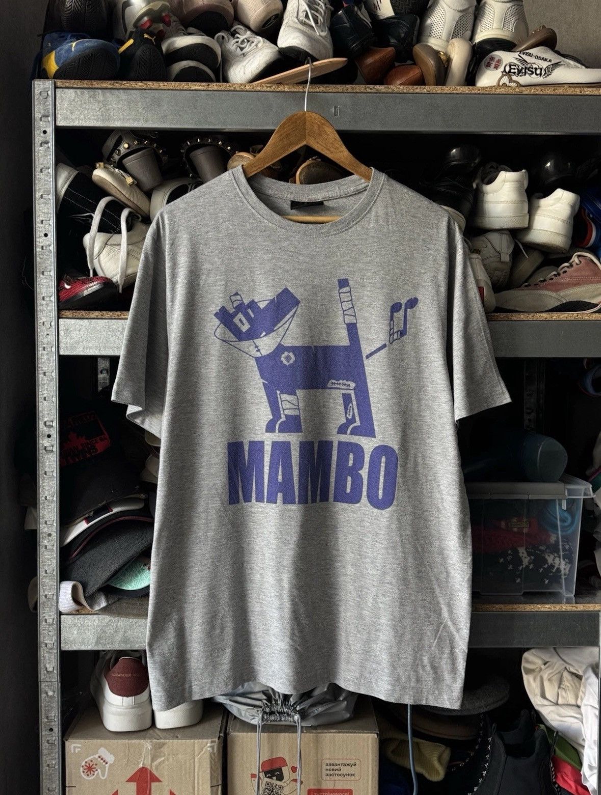 Mambo Mambo Graphic T-Shirt Men's Gray Dog Spellout Shirt Size Xl Size US XL / EU 56 / 4 - 1 Thumbnail