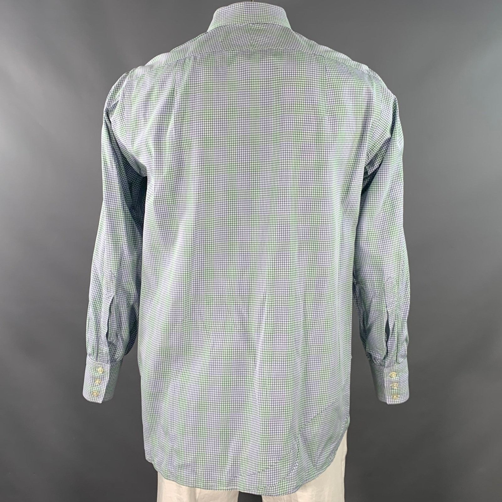Turnbull & Asser Size L Green Blue Gingham Cotton Long Sleeve Shirt Size US L / EU 52-54 / 3 - 4 Thumbnail