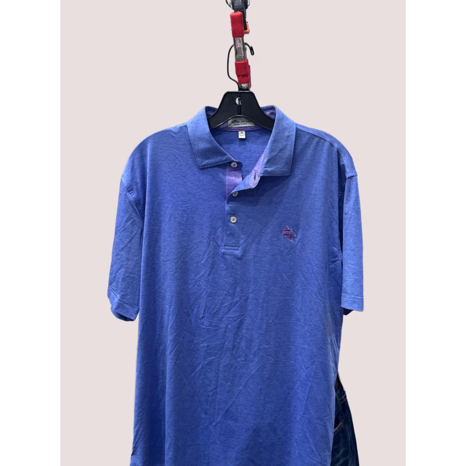 Peter Millar Peter Millar Polo Shirt Mens Medium Bleu Plum Embroidered Christmas Tree Multicolor Holiday Polo Shirt Size US M / EU 48-50 / 2 - 1 Thumbnail