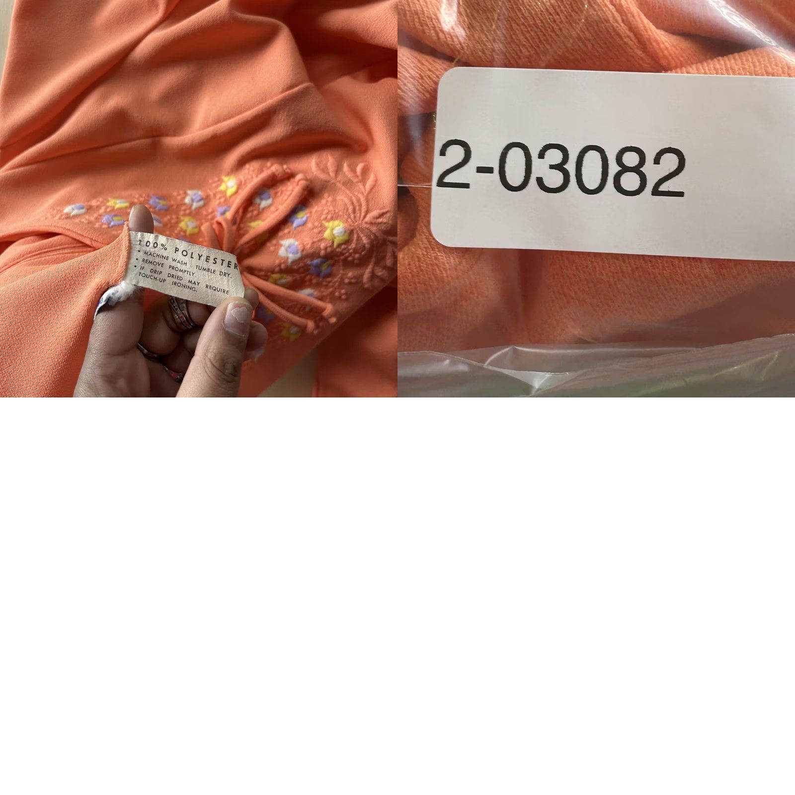 Vintage VINTAGE Dress Womens Medium Orange Floral Embroidered Bow V Neck A Line Knee Length Size M / US 6-8 / IT 42-44 - 8 Thumbnail