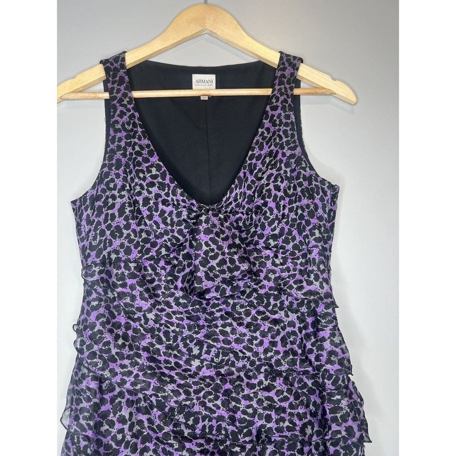 Armani Collezioni Armani Collezioni Vintage Purple Leopard Print 100% Silk 4 Size S / US 4 / IT 40 - 3 Thumbnail