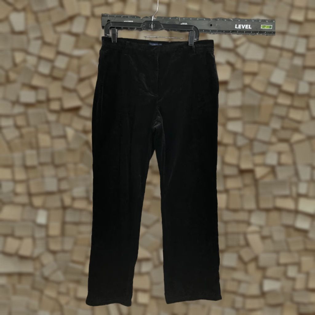 Ann Taylor Ann Taylor Dress Pants Womens 12 Black Paisley Straight Front Hook Eye Mid Rise Regular Inseam 30 Size 34" / US 12 / IT 48 - 1 Thumbnail