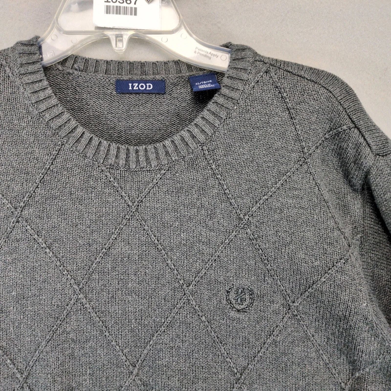 Izod Izod Gray Pullover Argyle Knit Sweater Men's XL Cotton Logo Size US XL / EU 56 / 4 - 8 Thumbnail