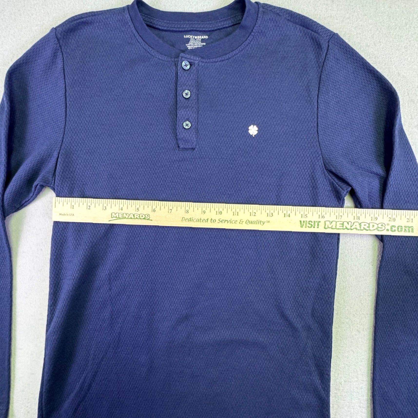 Lucky Brand Lucky Brand Thermal Shirt Mens M Navy Blue Henley Waffle Knit Minimalist Size US M / EU 48-50 / 2 - 3 Thumbnail