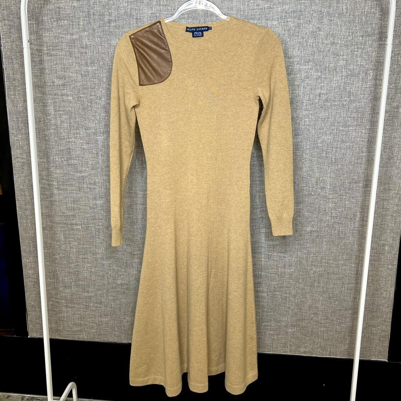 Ralph Lauren Women's Ralph Lauren 100% Cashmere Leather Patch Midi Dress Size S / US 4 / IT 40 - 2 Thumbnail