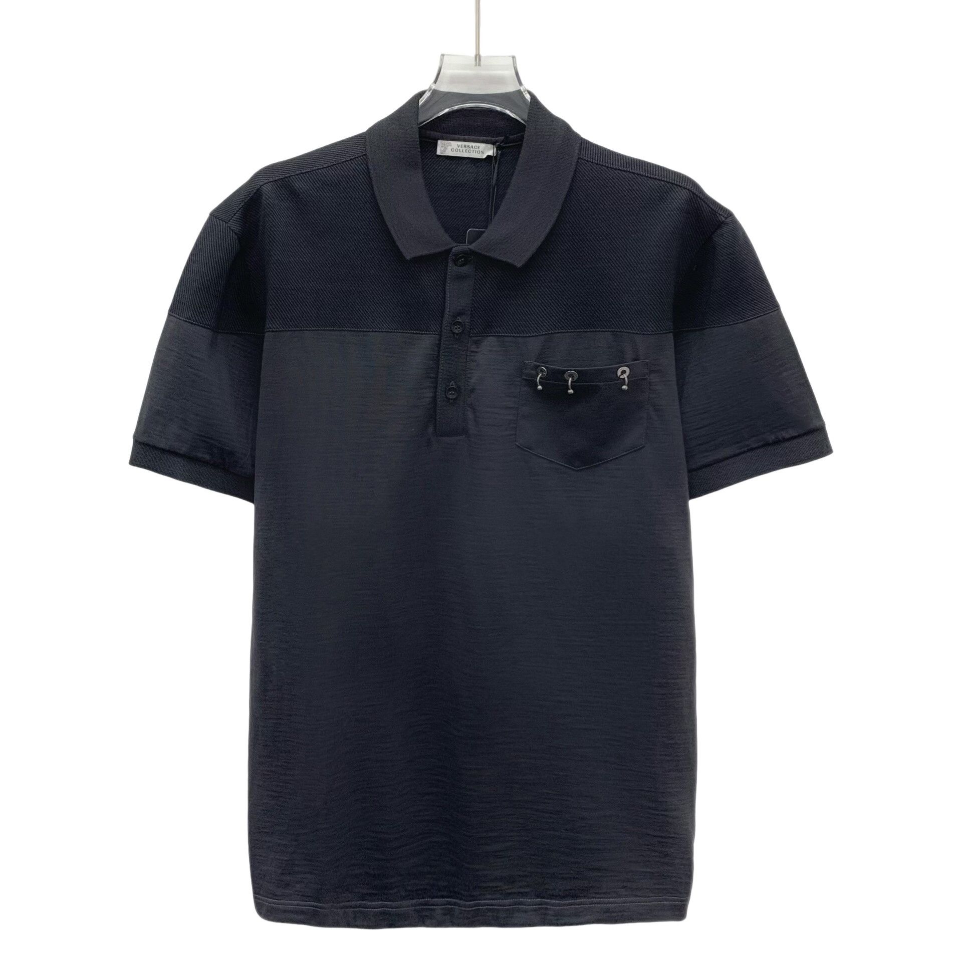 Versace Versace Collection Black Ring Detail Polo Shirt Size M Size US M / EU 48-50 / 2 - 1 Thumbnail