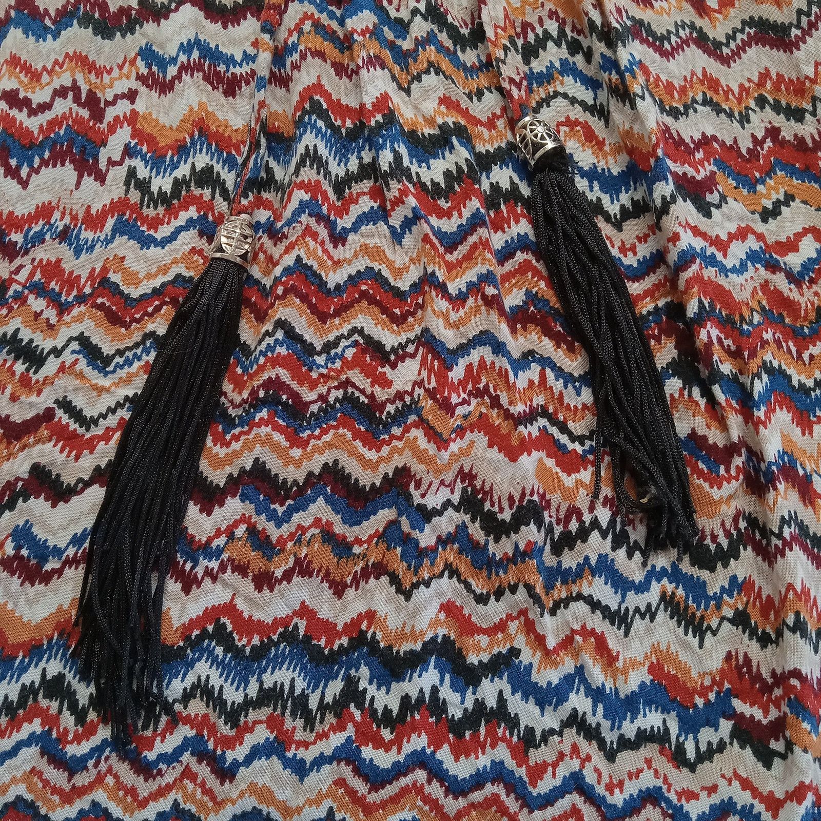 & Other Stories Women's Southwestern Blouse 3/4 Sleeve Tassels Tie Top Size S / US 4 / IT 40 - 3 Thumbnail