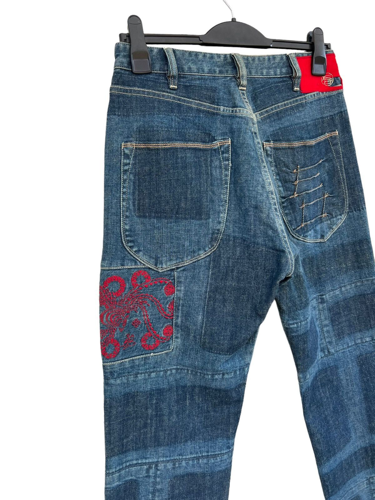 Vintage Japan Brand Etienne Ozeki Patchwork Embroidery Denim Jeans Size US 30 / EU 46 - 14 Thumbnail
