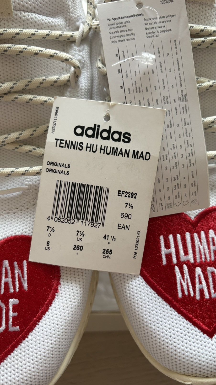 Adidas × Pharrell Adidas x Pharrell Williams Tennis HU Human Made White US 8 Size US 8 / EU 41 - 9 Thumbnail