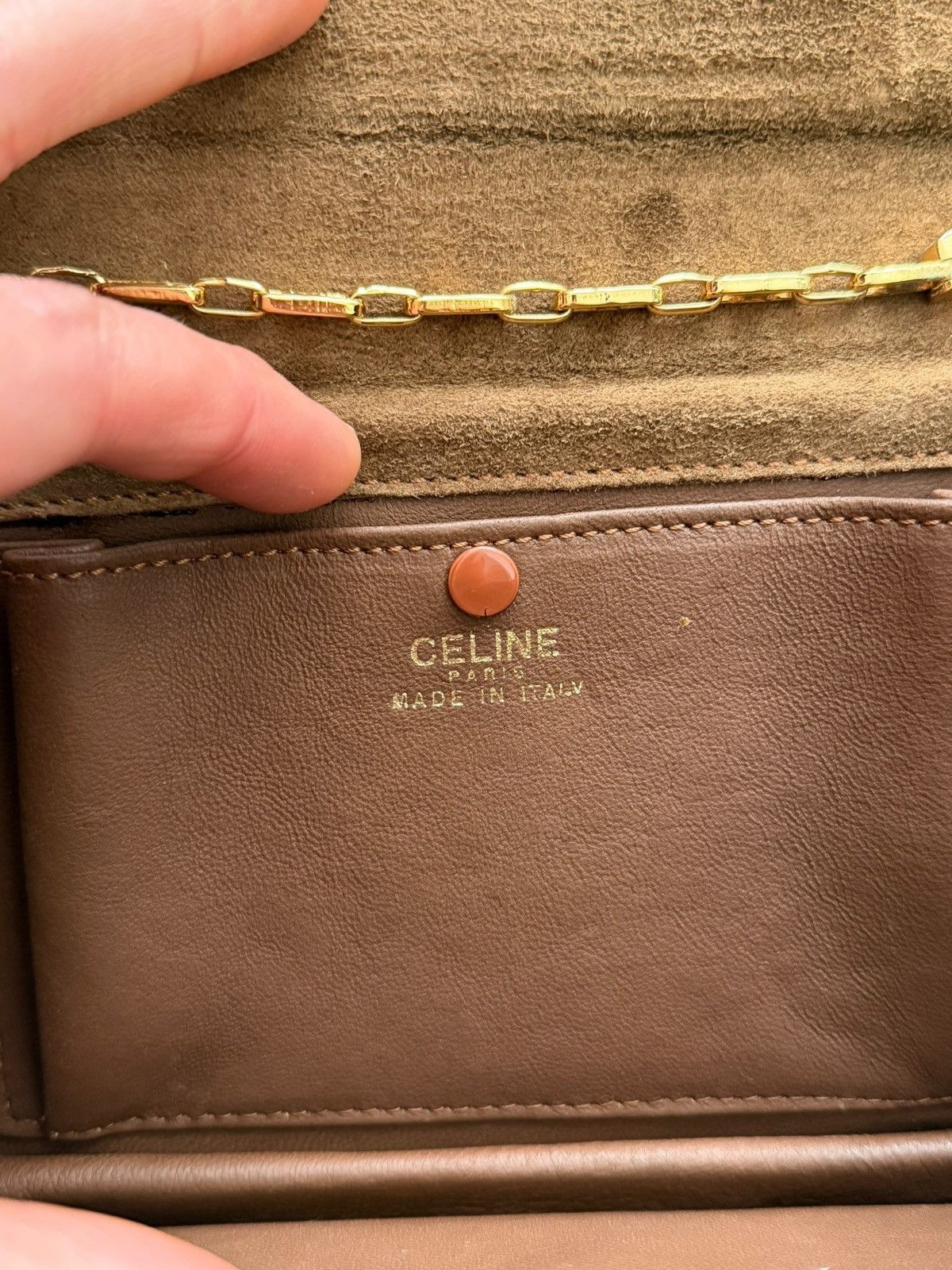 Celine OG Triomphe Chain Brown Suede Envelope Bag Size ONE SIZE - 11 Thumbnail