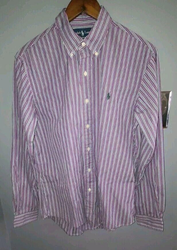 Lauren Ralph Lauren Ralph Lauren Custom Fit Long Sleeve Men’s M Purple Stripe Size US M / EU 48-50 / 2 - 1 Thumbnail