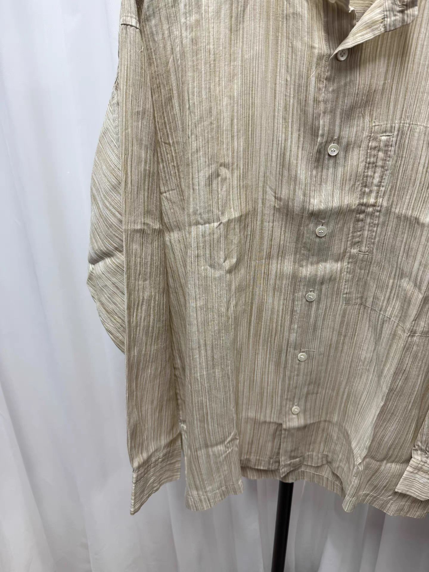 Issey Miyake Issey Miyake Men 100% Linen Vintage Stripe Pocket Shirt K20 Size US XL / EU 56 / 4 - 3 Thumbnail