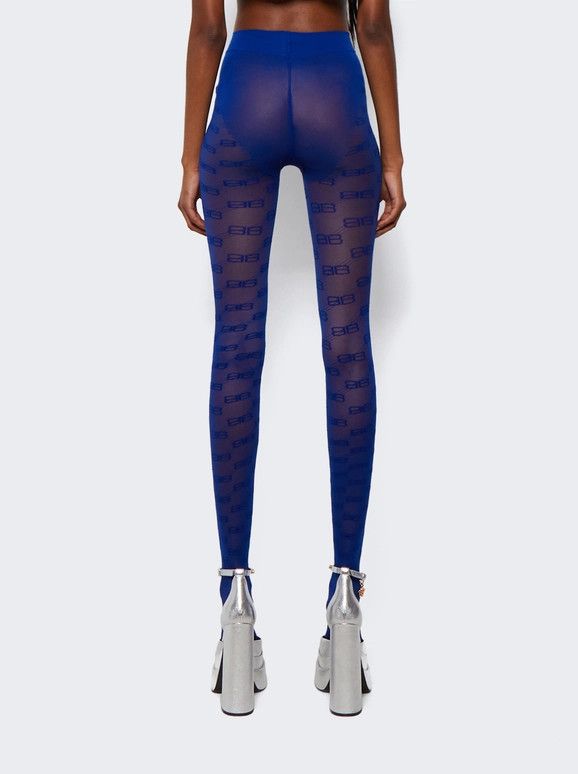 Balenciaga o1mt1gz1024 BB Monogram Tights in Blue Size 26" / US 2 / IT 38 - 5 Thumbnail