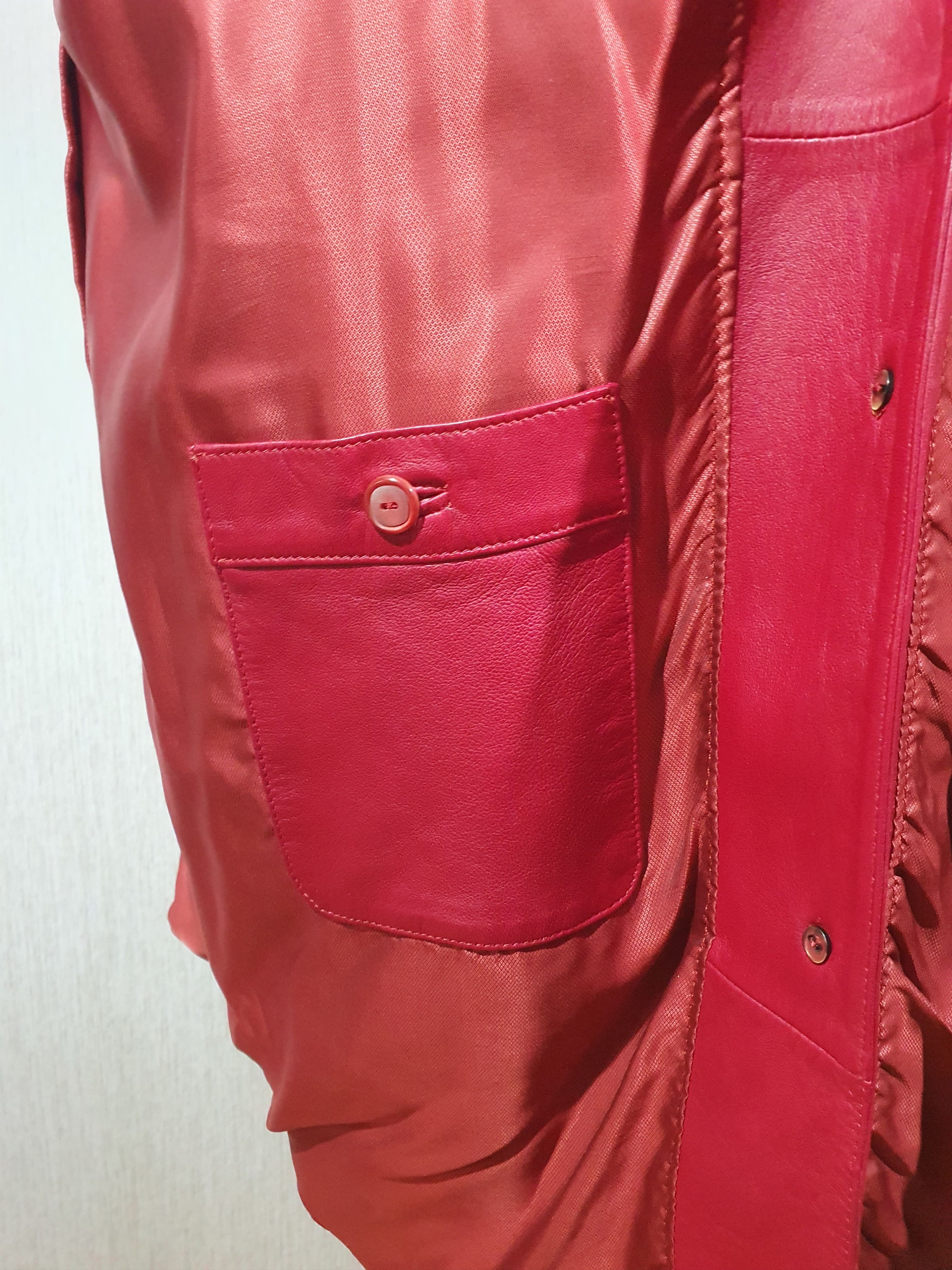 Leather Women red jacket Size 3XL / US 20-22 - 5 Thumbnail