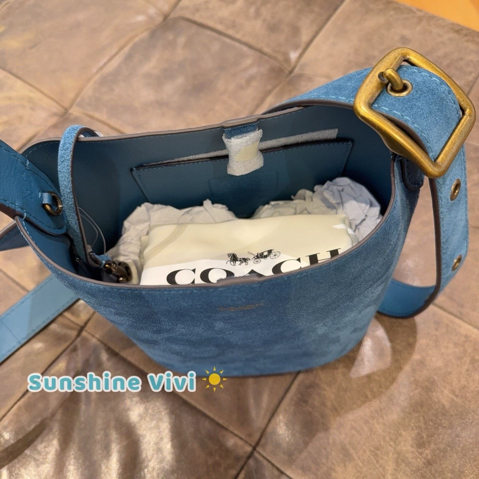 Coach NWT Coach Bleecker Bucket Bag 21 Sea Blue CCW84 suede Size ONE SIZE - 2 Thumbnail