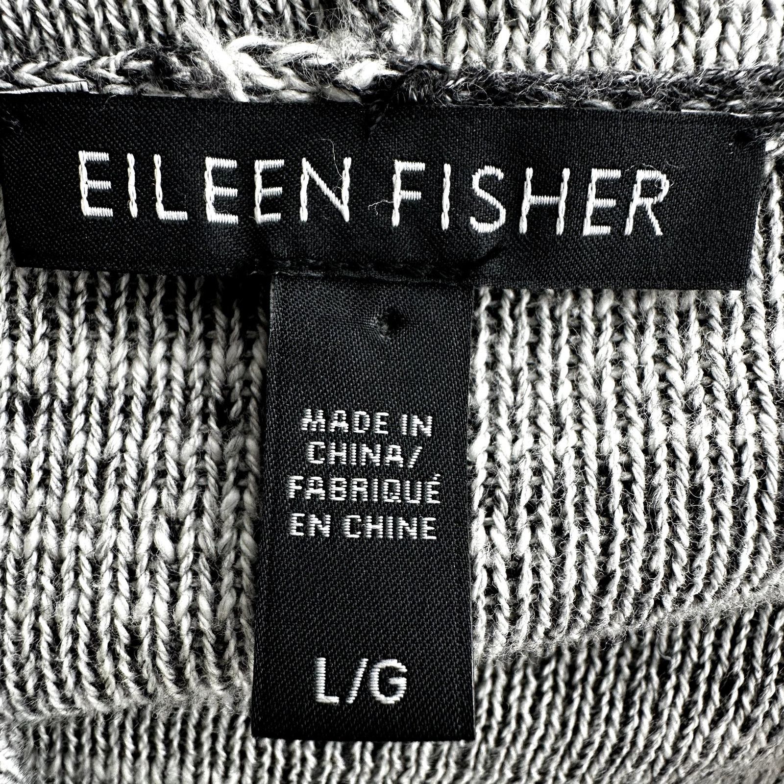 Eileen Fisher Waterfall Cardigan Sweater 100% Cotton Gray L
