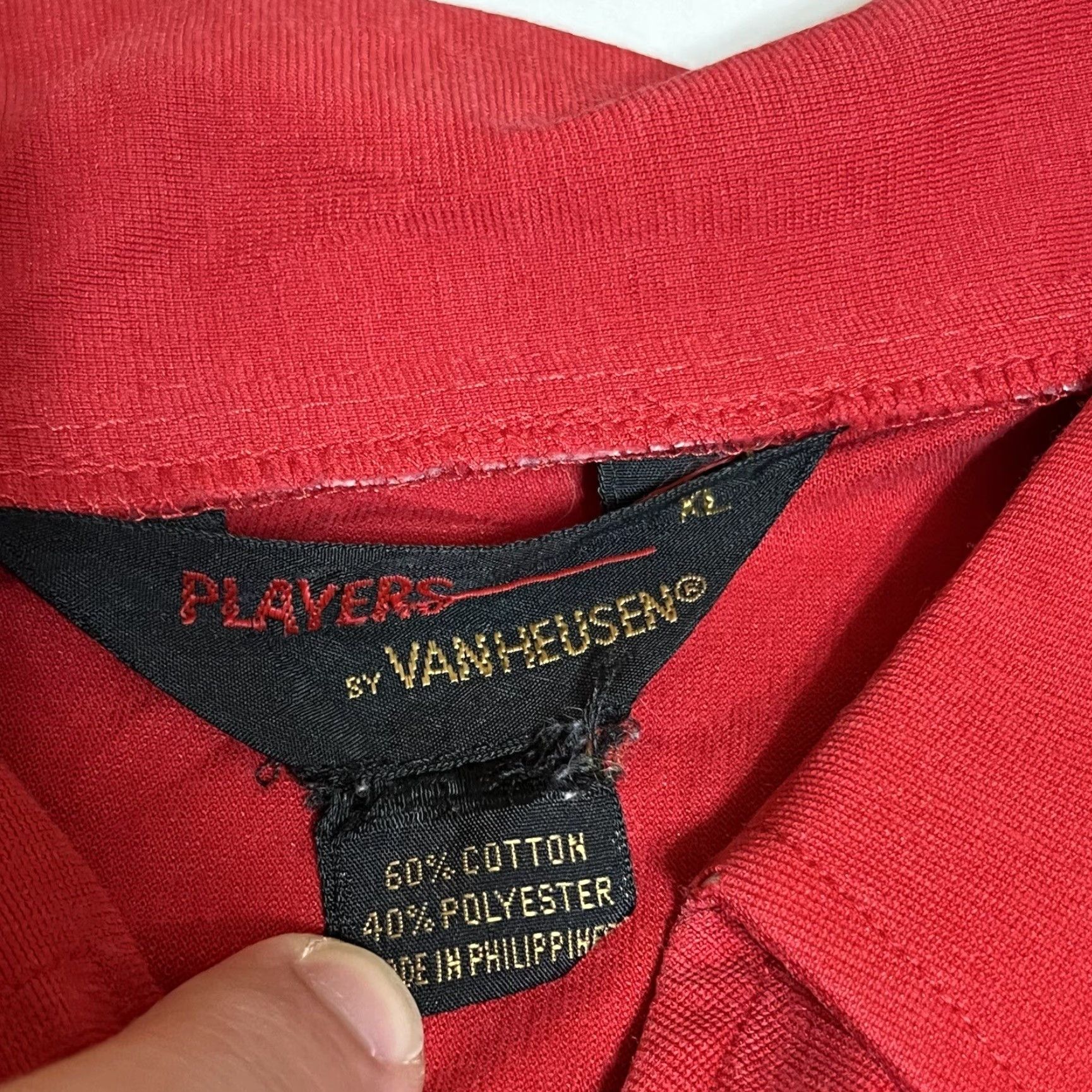 Van Heusen VINTAGE Van Heusen Polo Shirt Men XL Red 80s Short Sleeve Cotton Blend Regular Kn33-5 Size US XL / EU 56 / 4 - 7 Thumbnail