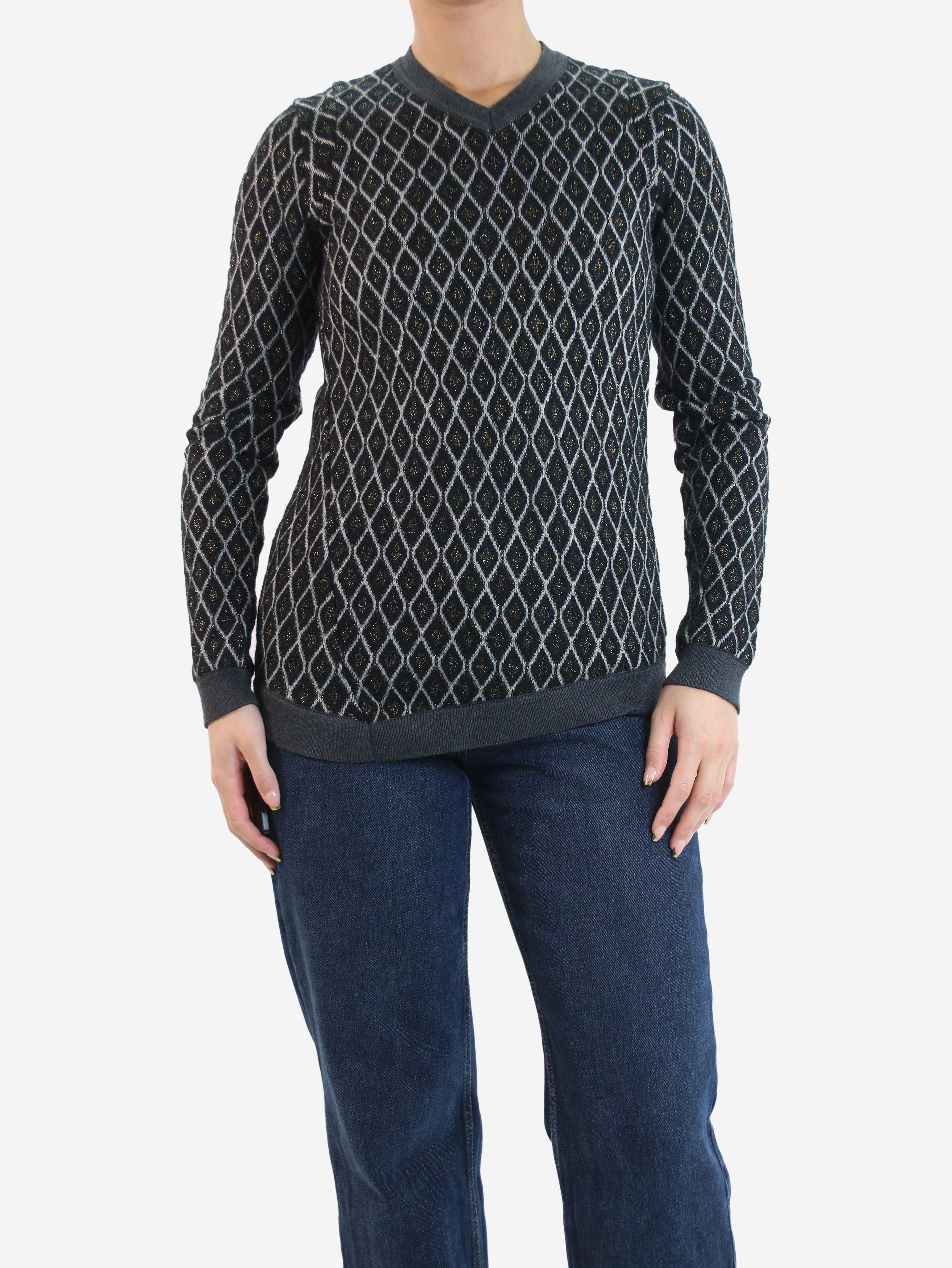 image of Marni Black Metallic Knit Jumper - Size Uk 4, Women's